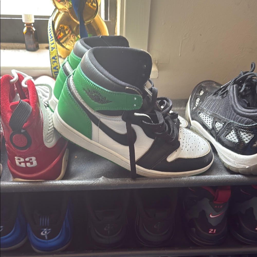 Jordan Green and Black Athletic High-Top Sneakers